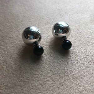Black and Silver Front Back Earrings
